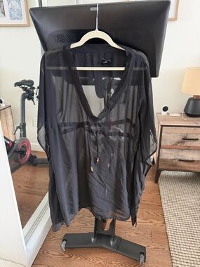 Echo Sheer Black Tunic with Subtle Embellishment